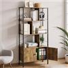 Blishom Libreria, scaffale portaoggetti aperto a 4 ripiani, mobiletto in stile industriale, adatto per soggiorno, camera da letto, ufficio, cucina, 74x30x153cm