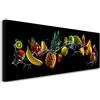 DECLINA Quadro moderno Fruits Party - Stampa su tela, decorazione da parete, decorazione per casa, cucina, soggiorno, camera da letto, adulto, multicolore, 120 x 50 cm