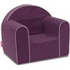 Badum - Poltroncina per Bambini da 1 Anno - Poltrona per Bambini - Stabile, Comoda, in Schiuma - con Rivestimento Sfoderabile - Regalo per il 1° Compleanno per Bambina, Bambino - Viola