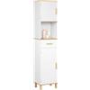 EUGAD Mobile da Bagno Alto e Stretto, Armadio a Colonna da Bagno Salvaspazio in Legno MDF Mobiletto, Mobile Multiuso con 2 Ante, 1 Cassetto e 1 Vano Aperto, Bianco, 40x30x180cm