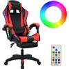 Haibinsuo Sedia da gioco con luci a LED RGB, sedia da gaming ergonomica per computer, massaggiante con altezza regolabile, sedia Internet Cafe con poggiapiedi e altoparlanti Bluetooth e supporto