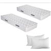 EVERGREENWEB MATERASSI & BEDS EVERGREENWEB - Kit Materassi Singoli 90x190 2 Materassi in Waterfoam alti 20 cm e 2 cuscini in Memory in omaggio, Ortopedici Rivestimento Bianco Effetto Massaggiante Ottimo per Tutte le reti e Letti