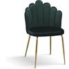 PAZZO DESIGN Sedia Sissi, Set Da 4 Sedie, Verde, Sedie Velluto, Sedie Cucina, Sedie Sala Da Pranzo, Gambe Metallo Oro - id_2036