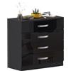 Vida Designs Hulio Comodino 4 cassetti in alta lucentezza, Nero
