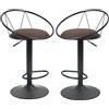 HOMCOM Set 2 Sgabelli Bar con Altezza Regolabile con Schienale Marrone