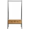 Calicosy Casâme - Guardaroba in metallo nero con 1 cassetto - Appendiabiti - Ampio cassetto portaoggetti - Decorazione in rovere - per Ingresso, Dressing o Camera - L 84 x P 39 x H 170 cm