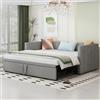 Moimhear Divano letto estensibile 90/180 x 200 cm con doghe multifunzione in velluto delicato sulla pelle (grigio)