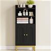 Hzuaneri Mobile da Bagno, mobile bagno, con 2 Ripiani Aperti Regolabili e 2 ante, per Bagnos, Soggiorno, Ingresso, Cucina, 20 x 37 x 84 cm, Nero-Oro BC48204G