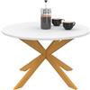 IDMarket - Tavolino rotondo GISELE, 70 cm, gamba a ragno, piano bianco e gamba effetto legno