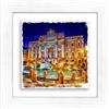 Lupia - Quadro Moderno con paesaggi e localismi Italiani, Ceramica e Stampa Rilievo, Cornice Legno Shabby Modern Bianca, Decorazione Parete, Quadretti Soggiorno, 29x29 cm, Roma Fontana di Trevi