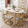 PUGSDRLY Tavolo da pranzo con 6 sedie,Tavoli e sedie di lusso moderni,Tavoli da sala da pranzo con telaio in ferro,Sedia imbottita, tavolo da cucina 6 persone (oro)
