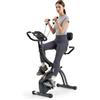 CURECURE Cyclette pieghevole con resistenza magnetica regolabile a 16 livelli, fasce di resistenza per le braccia, display LCD, schienale, sella ampia, capacità di carico fino a 136 kg