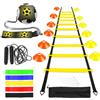 LangRay Set di Allenamento Calcio, Accessori per Allenamento Calcio con Scala di Coordinamento 6m, 12 Cinesini Calcio, 1 Corda da Salto, 1 Allenatore, 5 Fasce di Resistenza, Regali Calcio per Ragazzi