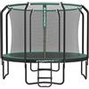 SONGMICS Trampolino da 366 cm, Trampolini Elastico 12 Piedi con Rete di Recinto, Tappeto Protettivo, Palo Alto 180 cm, Struttura Metallica, Nero e Verde Scuro STR123C01