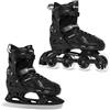 Raven - Pattini a rotelle per bambini, ragazze, adulti, bambini - Pattini a rotelle 2 in 1 con pattini da ghiaccio - Regolabili - Pulse Noir, 43-46 (28-30,5cm)