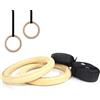 FFitness FSG28063 Anelli Ginnici Olimpici per Crossfit Fitness Palestra Ginnastica | Pull Up Forza Sospensione | Legno trattato, Cinghie in Nylon | Diametro 23 mm, Super Resistenti