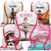 TUART Sacca Borsa Personalizzata con Nome e Sport Vari: Basket, Calcio, Nuoto, Danza, Pattinaggio, Arti Marziali, Studiata per i Bambini con Tasca Interna e Tessuto Super Resistente, con Cordini Abbinati