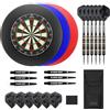 KOTO darts KOTO - King PRO Edition Nero, Bersaglio in Sisal, Bordo Protettivo, 2 Set di Freccette & Portafreccette, Set Freccette, Alette, Aste per Freccette