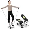 KOMFOTTEU Mini Step Fitness Casa, Stepper Idraulico con Fasce di Resistenza, Altezza Regolabile, Schermo LCD, Pedali Antiscivolo, Attrezzatura Cardio per Allenamento Corpo, Esercizio (Bianco)
