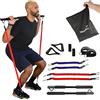 Skandika bande elastiche multiresistenza con barra | barra pilates con bande elastiche di resistenza, 3 livelli di resistenza, allenamento fitness, molti accessori