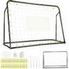 COSTWAY Porta da Calcio da Giardino, 2 in 1 Rete Rimbalzo Calcio Regolabile in 5 Angolazioni con Struttura in Metallo Zincato, Rete in PE, 4 Viti e 4 Picchetti, per Bambini e Ragazzi (Nero)