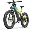 LANKELEISI RV800 Plus Bicicletta Elettrica da Montagna con Motore BA FANG (Verde-giallo)
