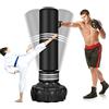 COSTWAY Sacco da Boxe da Terra Professionale con Area per Calci, Sacco Kick Boxing Autoportante con Base Riempibile da Sabbia e Acqua, 12 Ventose in Gomma e Struttura Multistrato