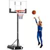 COSTWAY Canestro da Basket Esterno ed Interno Regolabile 100 cm-212 cm, Canestro da Basket per Bambini/Adolescenti Portatile con Tabellone in PC, Base Riempibile e Ruote