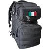 ALGI Zaino Militare Tattico Small 30 Litri Nero con Bandiera Italia
