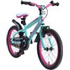 BIKESTAR Bicicletta bambini 5-7 anni ★ Bici bambino bambina 18 pollici Freno a pattino e freno a retropedale ★ 18" VTT Edition Turchese e Berry