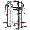 Toorx [ASX-90 All-In-One Rack] Smith Machine + Dual Pulley Regolabile, Power Rack Con J-Cups E Safety Spotter, Barra Trazioni Multipresa, Carico Dischi Ø50/Ø25, Max Load 135 Kg, Home Gym