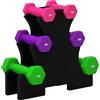 SPORTNOW Set di Manubri da Palestra con Supporto, 2x1 kg, 2x2 kg, 2x3 kg, Manubri per Palestra Esagonali in Metallo con Impugnatura, Allenamento Fitness Casa, Multicolore