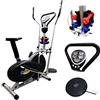 FFitness Cyclette Ellittica Volano 5kg, Ellittica Home Trainer 2 in 1, Bici da Camera, Monitor LCD, pesetti e Disco Torsione Inclusi