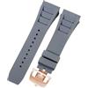 ROUHO 25mm Cinturino di Ricambio in Gomma Premium, Bracciale Regolabile in Silicone per Richard Mille RM-11-Grigio + Oro Rosa Fibbia