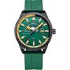 FORSINING Orologio analogico al quarzo da uomo con cinturino in silicone morbido alla moda, orologio da polso da uomo, Verde