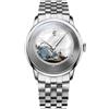 LOBINNI Orologio da uomo automatico meccanico di moda di lusso impermeabile da polso maschile orologio da polso cinturino in pelle/acciaio inossidabile, Argento-Grigio-Acciaio