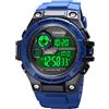 TONSHEN Orologio Sportivo Uomo Impermeabile LED Elettronico Doppio Tempo Allarme Cronometro Outdoor Militare Digitale Orologi da Polso Conto Alla Rovescia (Blu 2)