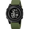 TONSHEN Sportvio Digitale Unisex Orologi da Polso Uomo e Donna 50M Impermeabile Outdoor Militare Tattico Elettronico Doppio Tempo Plastica Orologio (Verde 2)