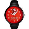 PRESTIGE & DELUXE Orologio da polso unisex Lowell Milan One Kid Cinturino Nero - Quadrante 34 mm rosso + portachiave calcio