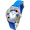LE GEMME DI VENEZIA Orologio Donna Vanessa watch Blu multy con ghiera in strass in Vetro di Murano Murrina Millefiori