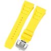 ROUHO 25mm Cinturino di Ricambio in Gomma Premium, Bracciale Regolabile in Silicone per Richard Mille RM-11-Giallo + Argento Fibbia