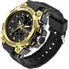 KXAITO Orologi da uomo sport all'aperto impermeabile militare orologio data multi funzione tattica LED sveglia cronometro large 26_Oro