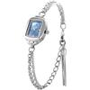 CARLIEN Orologio da polso analogico da donna, con quadrante rettangolare color argento e oro, con nappa, ultra sottile, impermeabile, al quarzo, casual, elegante, analogico, Argento blu, Moda, Lusso,
