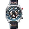 Naviforce Orologio da polso da uomo, alla moda, sportivo, militare, quadrato, quadrante grande, impermeabile, cronografo con lancette luminose, cinturino in pelle, Nero (SILVER BLUE)