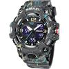 Gosasa Orologio sportivo da uomo con quadrante grande, militare, S-Shock, impermeabile, retroilluminazione, sveglia, cronometro Caratteristiche: robusto orologio da polso per allenamento,