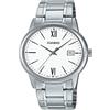 Casio MTP-V002D-7B3 - Orologio analogico da uomo con data, quadrante bianco romano