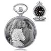 jewel Orologio Tasca Personalizzato con Foto e Testo Incisione Orologio da Tasca Vintage Liscio Orologio Classico per Uomo Donna Regalo per Compleanno Anniversario Festa del papà (Argento)