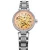 BOLYTE Orologio da donna automatico e manuale, quadrante scheletrato, fondello trasparente, cinturino in acciaio inox tempestato di cristalli con chiusura a farfalla, Argento - Rosa, Moderno