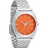 Nixon Time Teller A045. Orologio resistente all'acqua fino a 100 m (quadrante in acciaio inox 37 mm), Argento / Mandarino, One Size, Time Teller