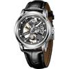 OBLVLO Orologio meccanico da uomo in cristallo zaffiro artificiale scavato alla moda per gli uomini di lusso scheletro luminoso cinturino in pelle orologio automatico KM-S, Km-s-ybb, Colore: RAL